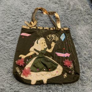 Alice In Wonderland Green Tote Bag | Yonder Down